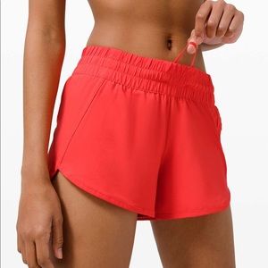 Lululemon warm coral tracker running shorts midrise 4” size 20